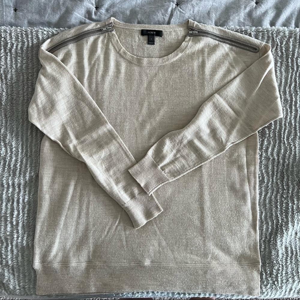 J.Crew Camel Wool Sweater with Shoulder Zips